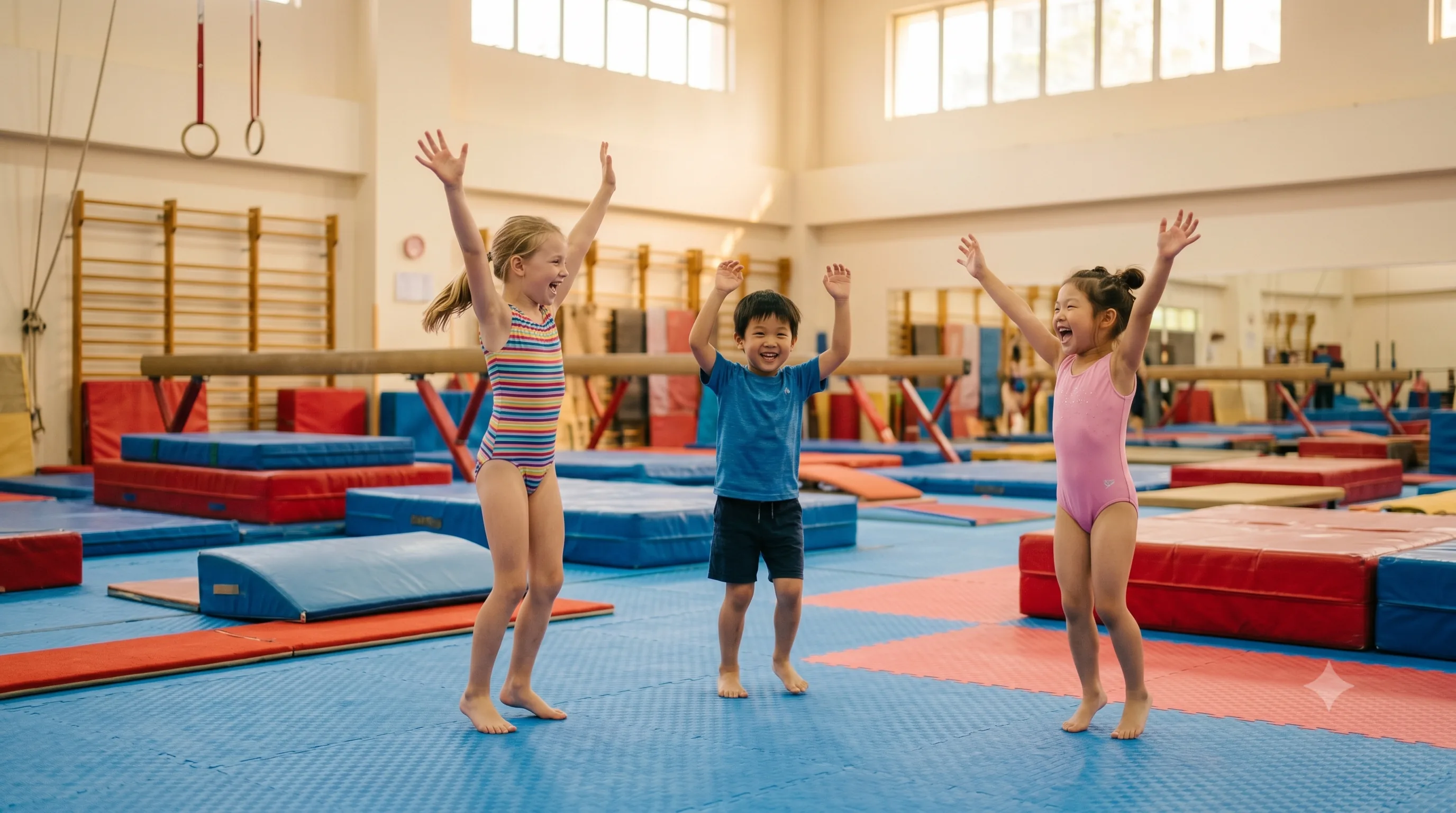 Children in gymnastics class